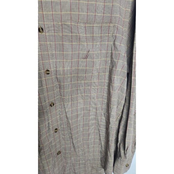 Nautical Mens Long Sleeve Button Down Plaid Brown Shirt M cotton - Picture 3 of 7